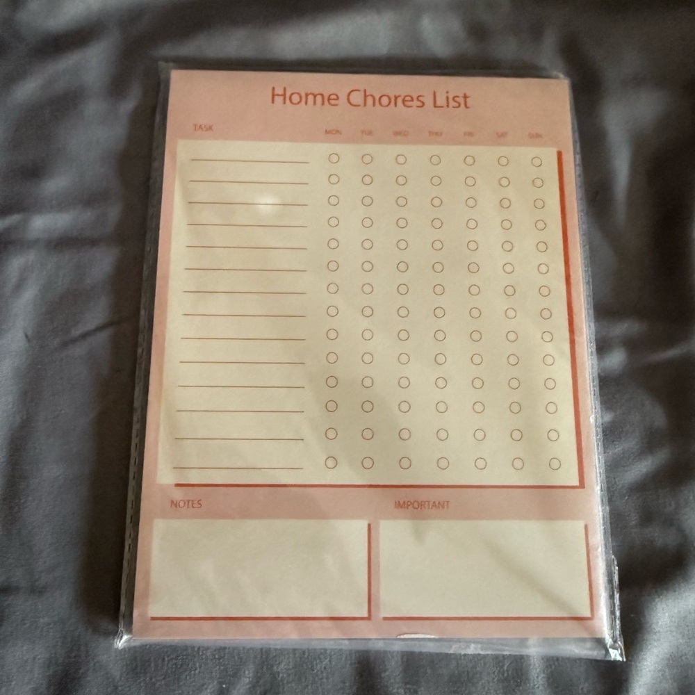 Pink Home Chores List Notepad